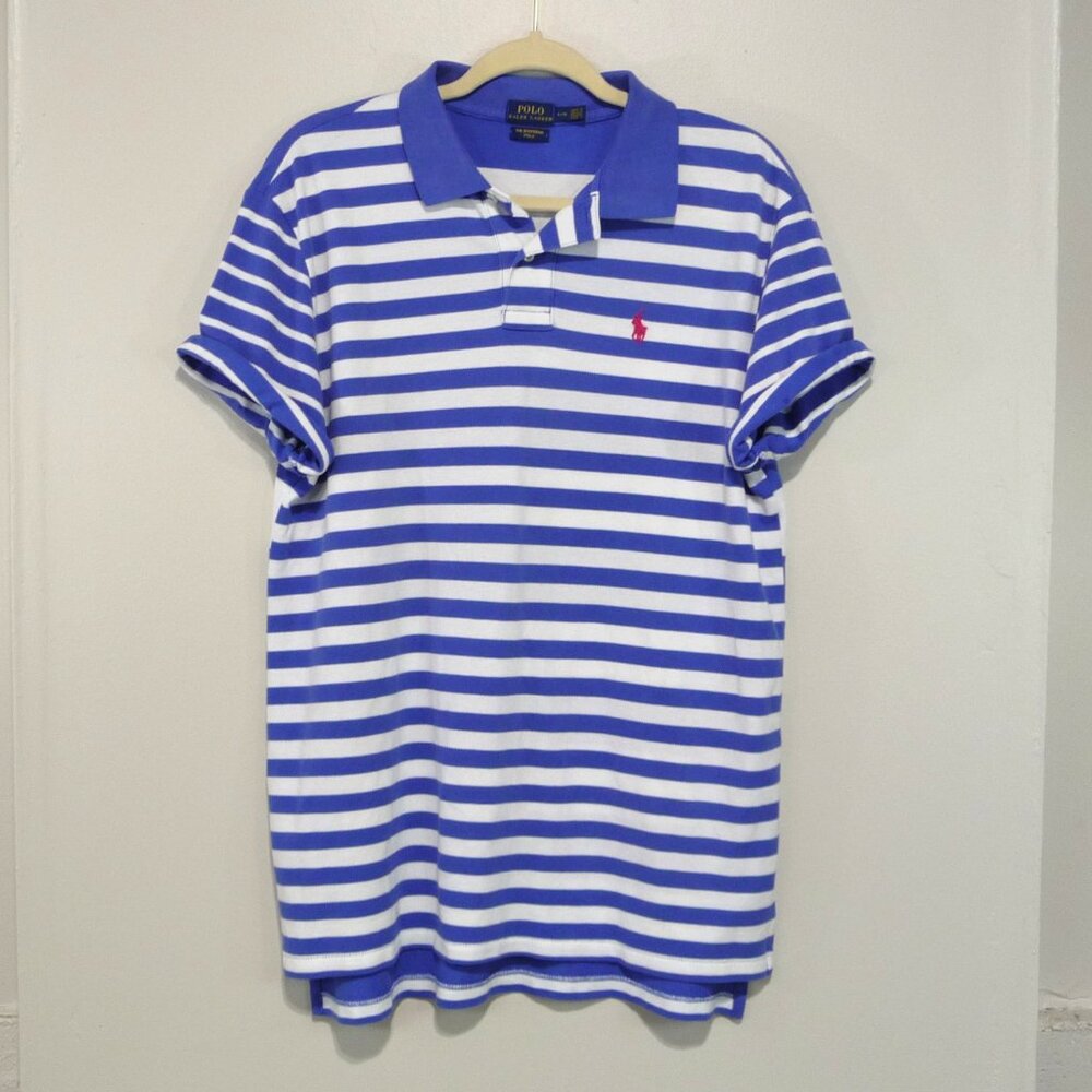 Polo Ralph Lauren Boyfriend Polo
Blue/white stripe
Size L
Tunic length - Picture 1 of 6